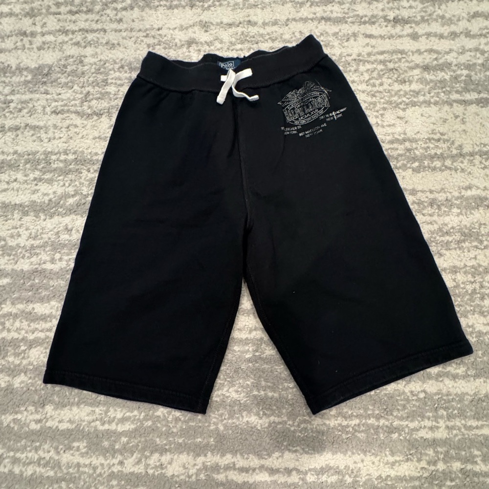 Ralph Lauren Black Kids' Drawstring Shorts with Crest Detail